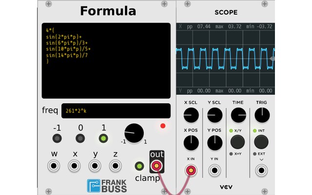 Formula module next to a scope in VCV Rack